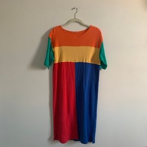 90's color block cotton tee dress